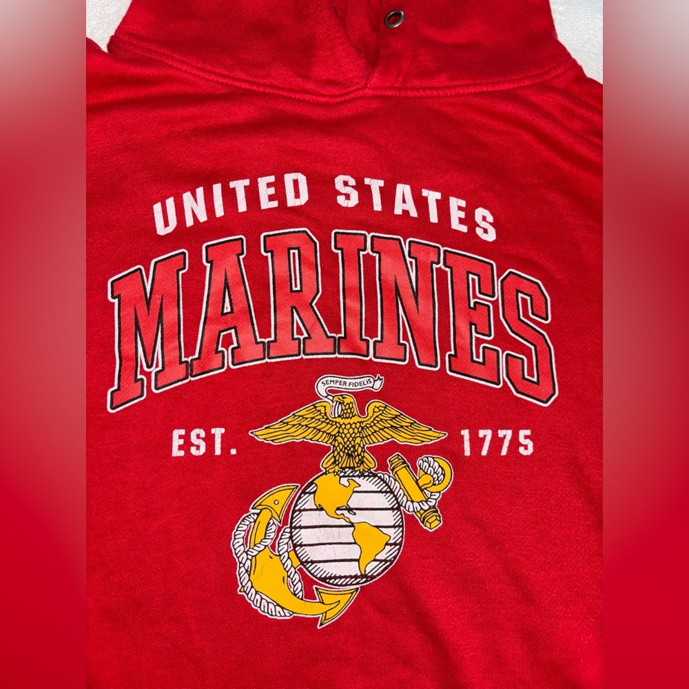 United States Marine Corp Hoodie Sweatshirt Mens XL Red Preowned USMC America - Picture 2 of 4